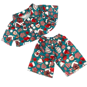 "Fabrique ta peluche" Pyjama de Noël vert à motifs