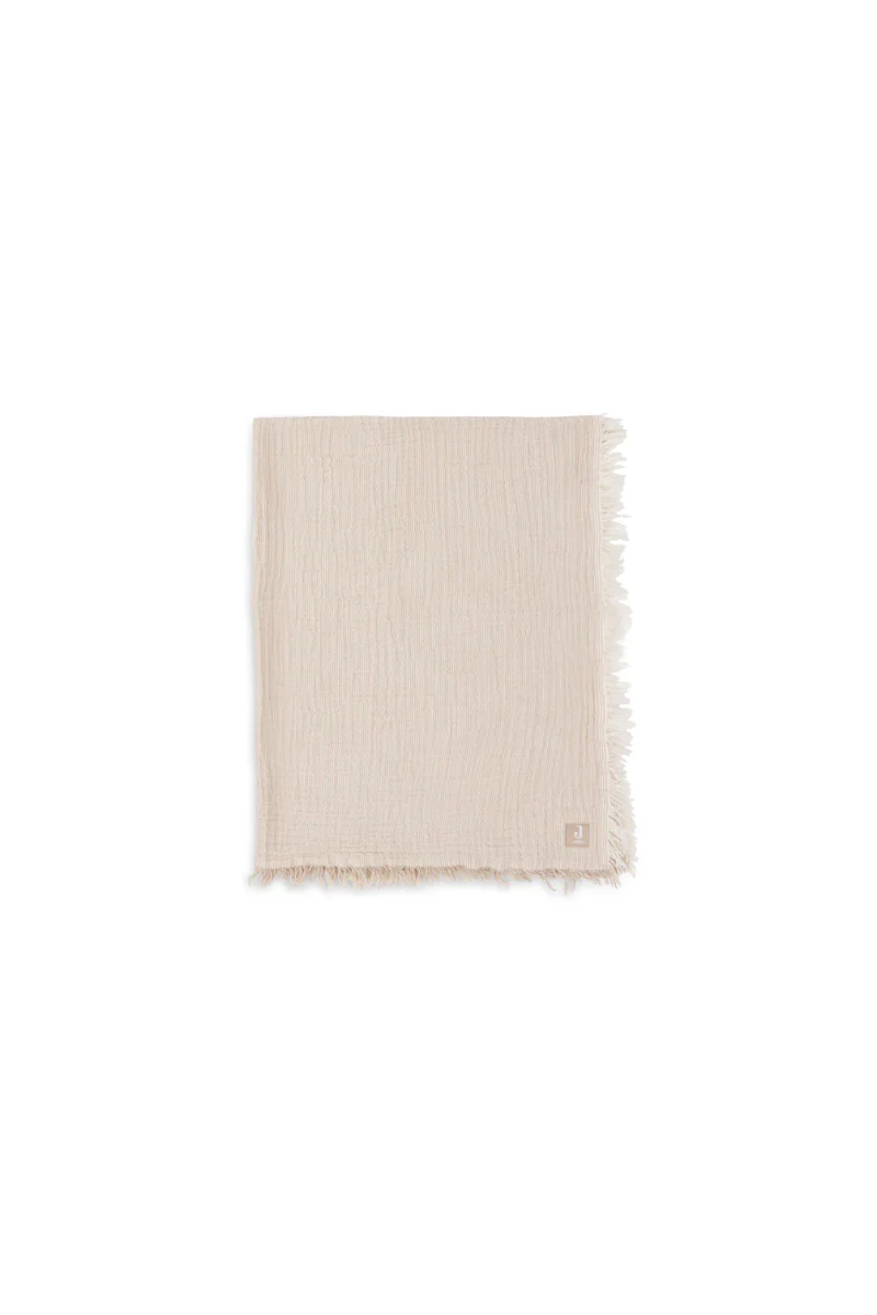 Couverture berceau - 75x100 cm - Franges Biscuit | JOLLEIN