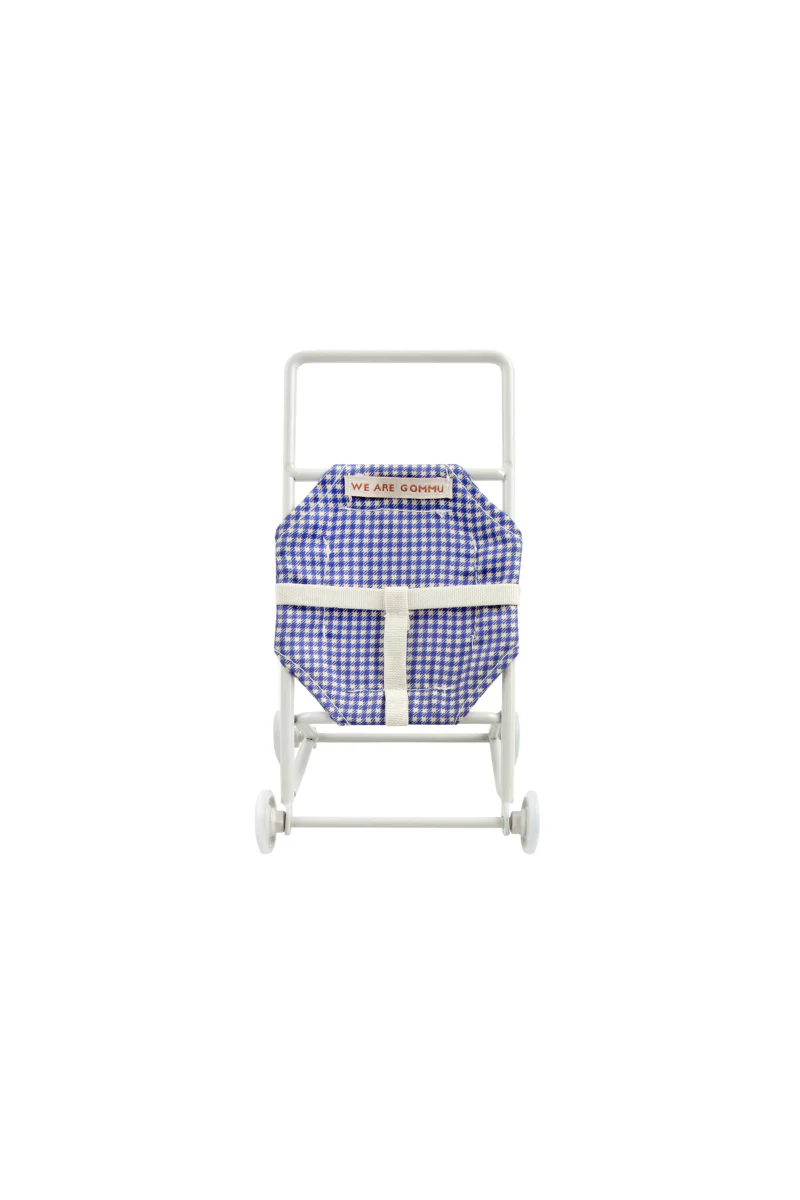 Mini poussette pour poupée - Vichy Blue | GOMMU – Image 2