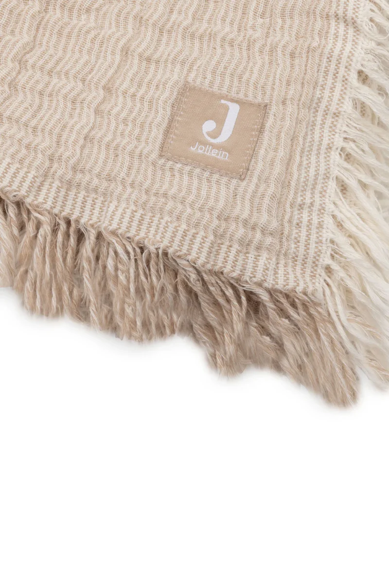 Couverture berceau - 75x100 cm - Franges Biscuit | JOLLEIN – Image 2