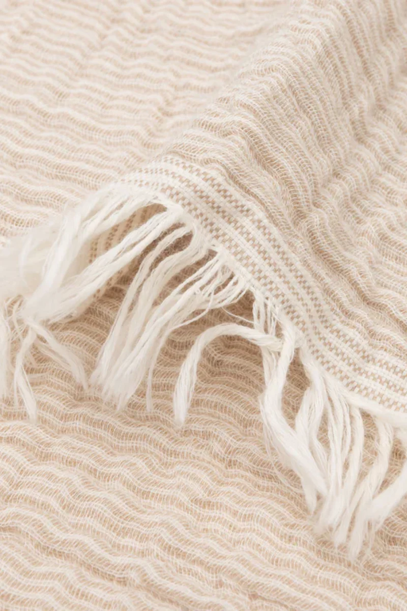 Couverture berceau - 75x100 cm - Franges Biscuit | JOLLEIN – Image 3