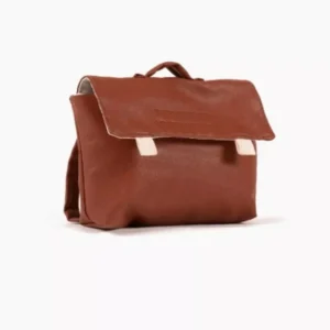 Minikane Cartable vintage Swan pour poupée en simili cuir marron