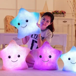 34 CM Jouet Créatif Oreiller Lumineux Doux En Peluche En Peluche Lumineux Coloré Étoiles Coussin Led Lumière Jouets Cadeau Pour Enfants Enfants Filles