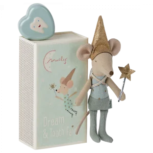 Maileg Souris Fée Des Dents et sa boîte assortie - bleu