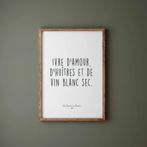 Ivre d'amour, d'huîtres et de vin blanc sec - fond blanc