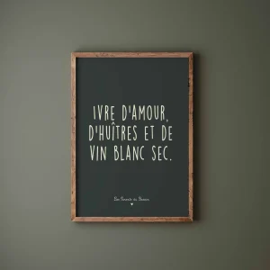 Ivre d'amour, d'huîtres et de vin blanc sec - fond noir
