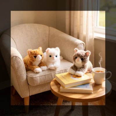 Peluche Chat Réaliste Ultra-Douce - Compagnon Câlin aux Yeux Expressifs – Image 7