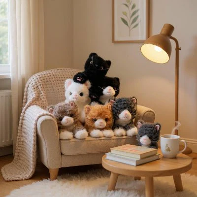 Peluche Chat Réaliste Ultra-Douce - Compagnon Câlin aux Yeux Expressifs – Image 8