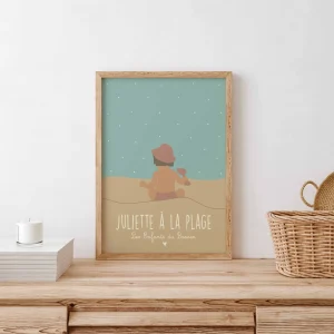 Juliette à la plage (personnalisable à partir d'une photo)