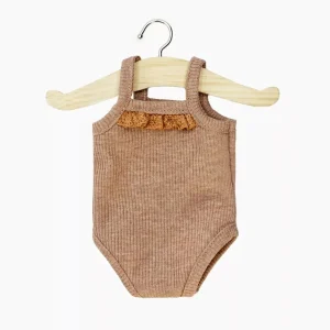 Minikane Body sans manches en maille côtelée caramel chiné