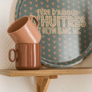 BACK IN STOCK - Plateau en bois : Ivre d'amour 42cm (vert et orange)