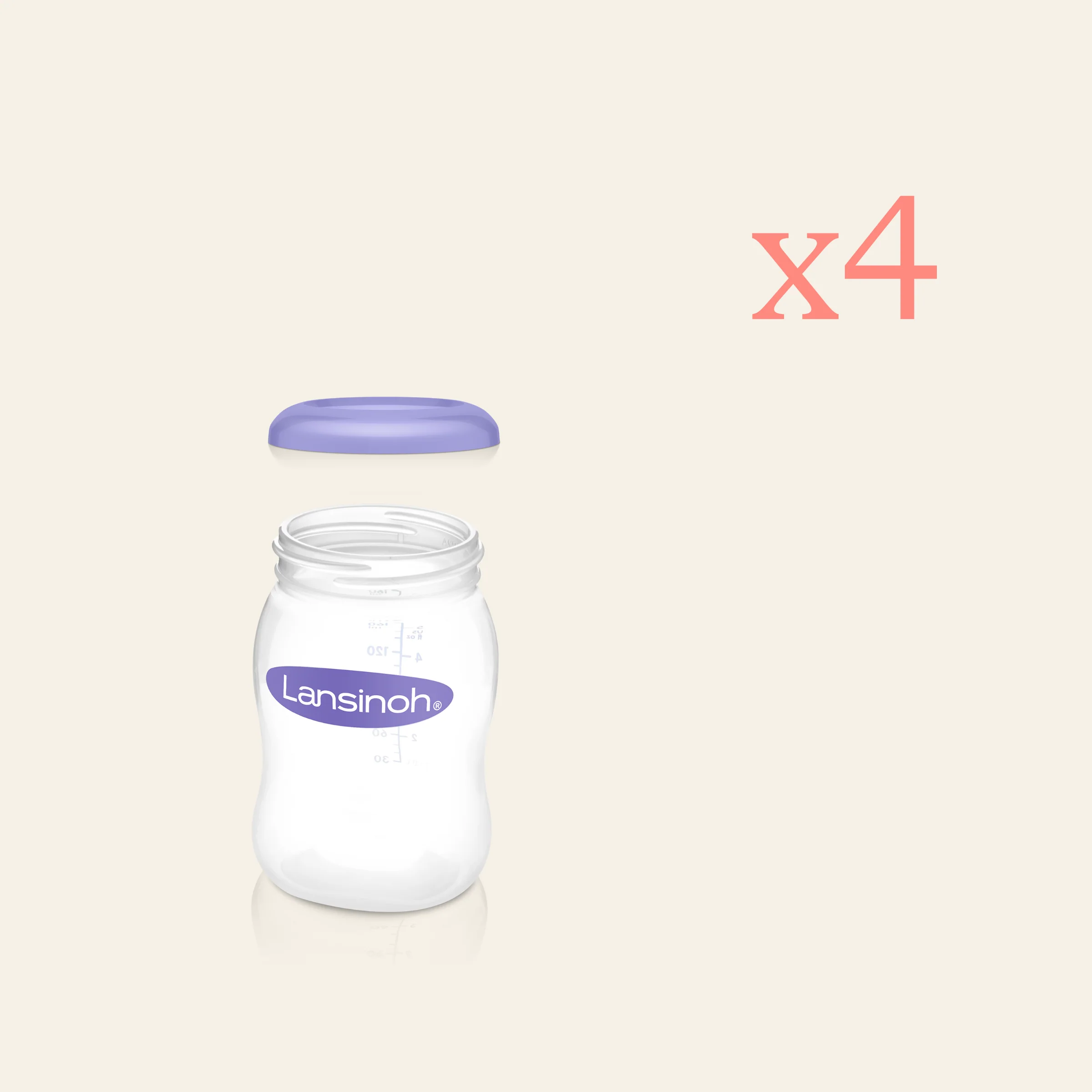 Lot de 4 capuchons pour biberons et pots de conservation du lait maternel